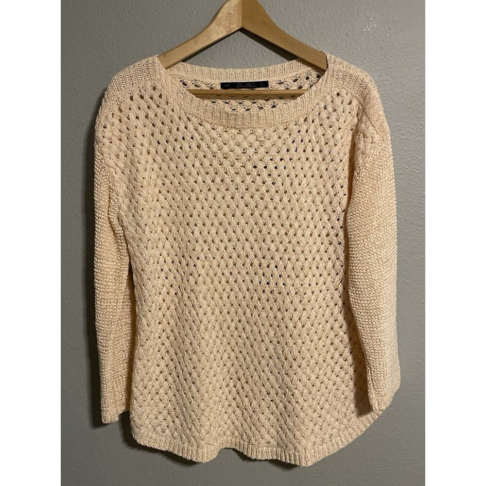 Zara Womens Sweater Large Pink Open Knit Sheer 3/4 Sleeve Outdoor Bloogerfaved